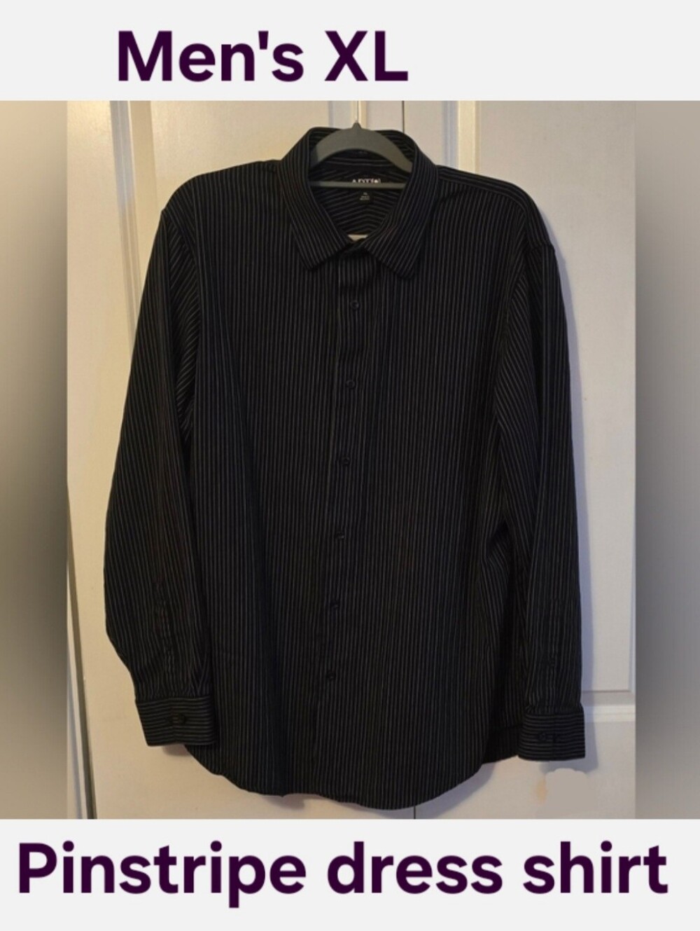 Apt. 9 Men's Striped Dress Shirt size XL Superfine 80s Cotton Black and White